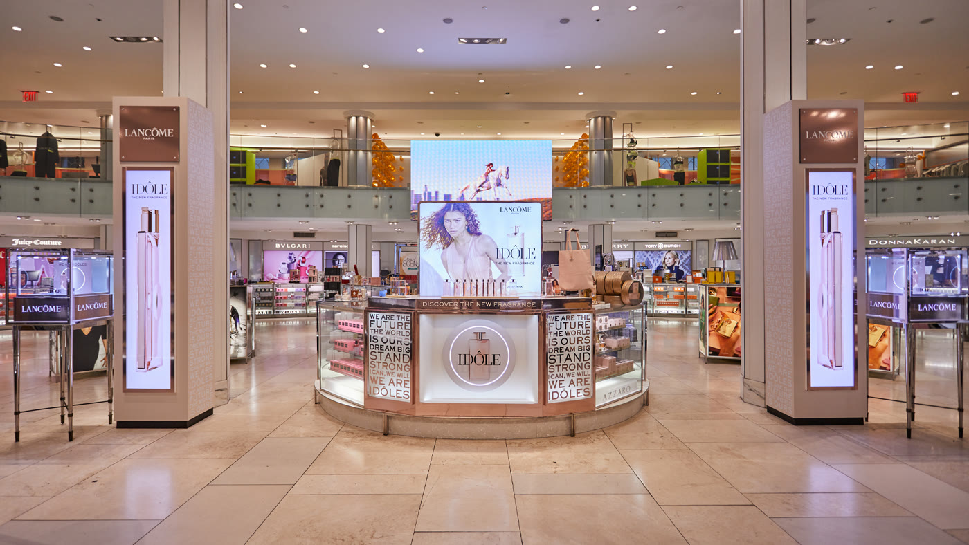 Lancôme Idôle in-store display at a department store