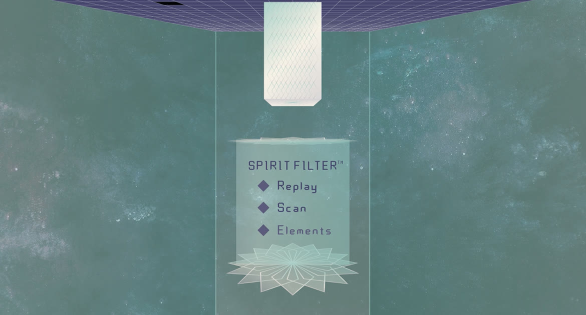 Spirit Filter UI mockup — Replay, Scan, Elements