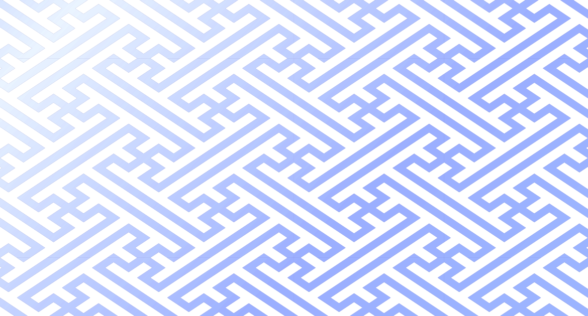 Tatcha geometric pattern in blue and white